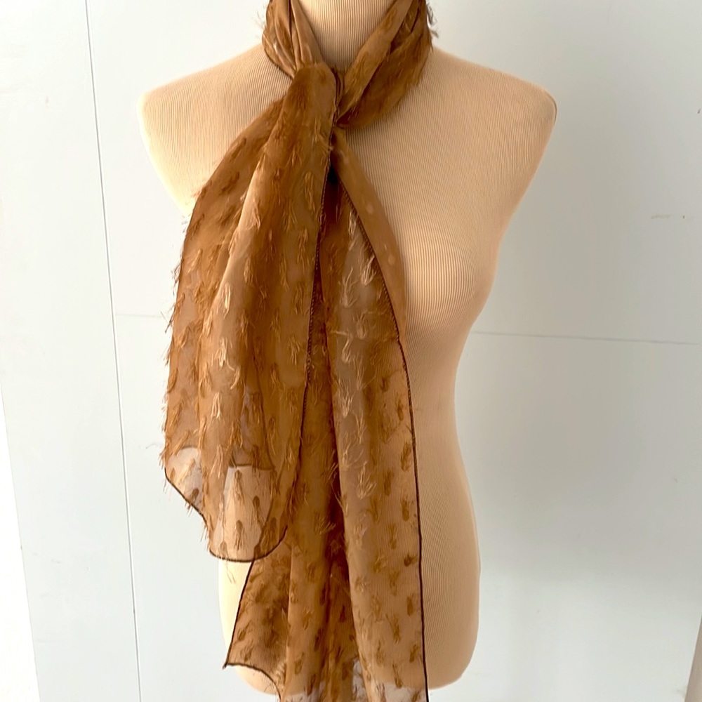 Gold/Tan scarf sheer with texture.